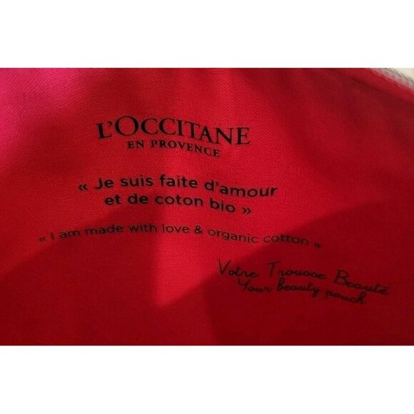 LOccitane En Provence Makeup Bag Recycled Cotton Pouch NEW L'Occitane Red Yellow - Picture 6 of 9